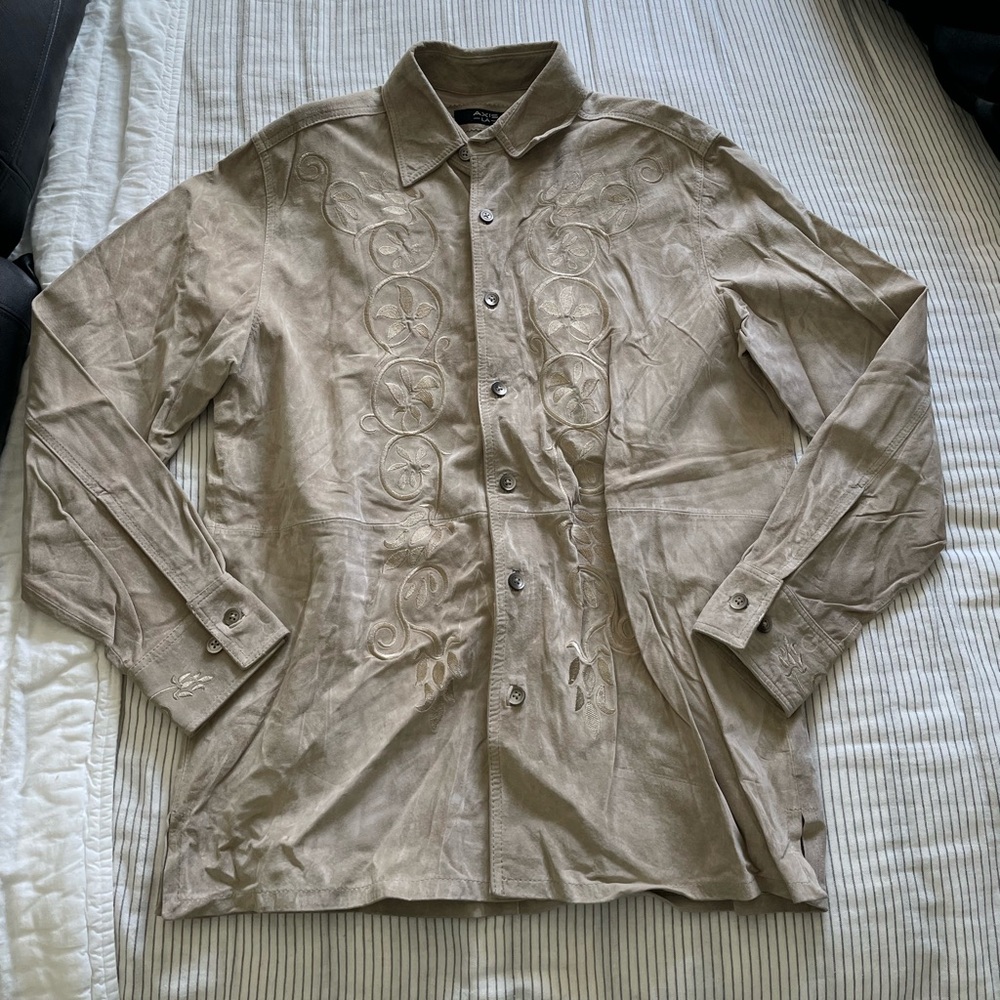 Axis La Tan Dress Shirt with Structured Shoulders